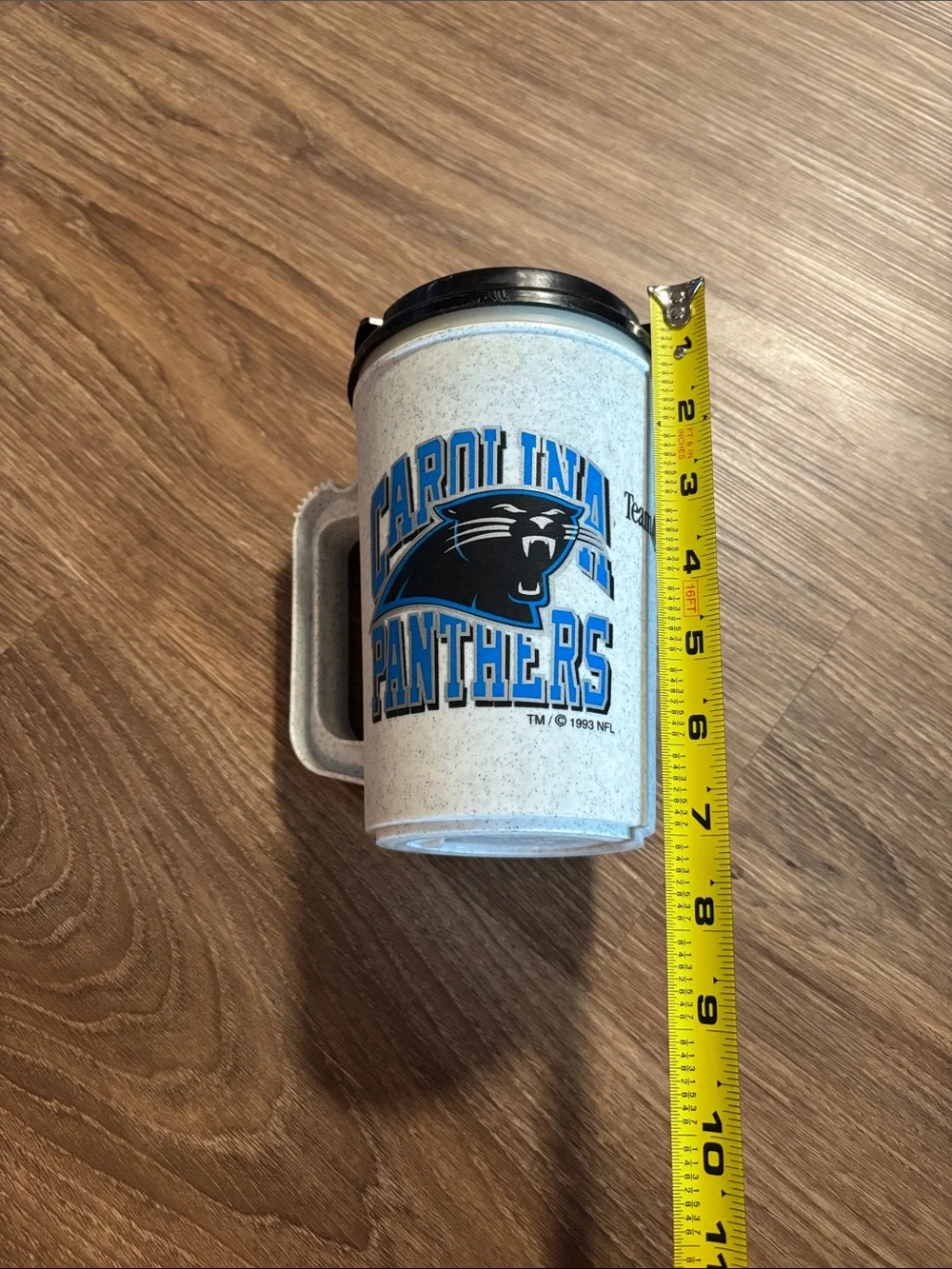 Vintage 1993 NFL Carolina Panthers White & Black Travel Mug plastic - Picture 2 of 5